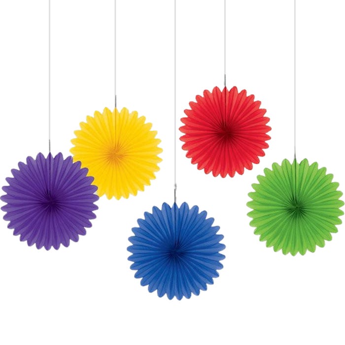 Rainbow Tissue Fans ( pack of 5)