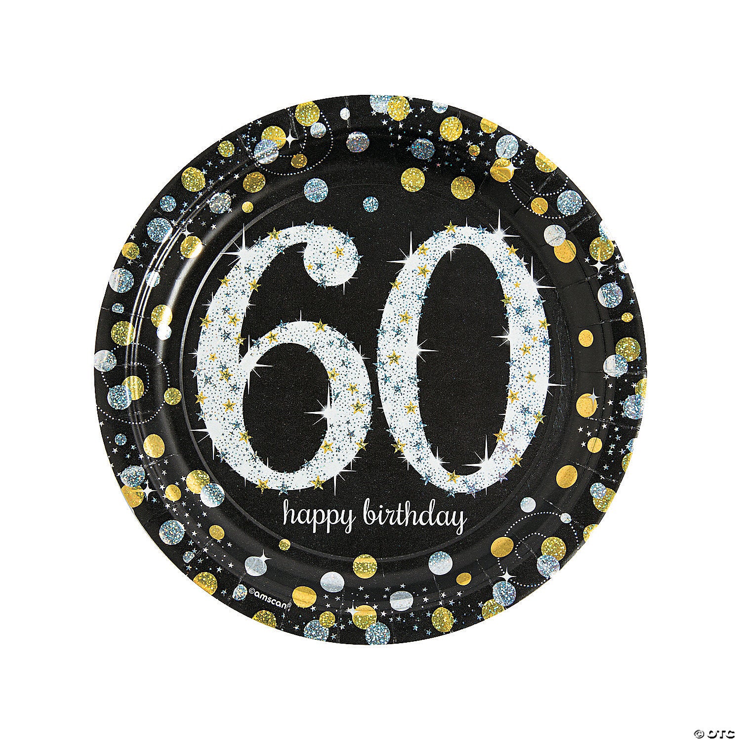 SPARKLING CELEBRATION 60TH BIRTHDAY LARGE PAPER PLATES (PACK OF 8)